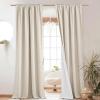 imageNICETOWN Natural Full Blackout Back Tab Linen Curtains 84 Long 2 Panels BohoChic Thick Linen Blend Drapes for Bedroom Thermal Insulated Window Covers with White Backing for Cafe Bar 42 WideBeige