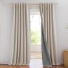 imageNICETOWN Natural Full Blackout Back Tab Linen Curtains 84 Long 2 Panels BohoChic Thick Linen Blend Drapes for Bedroom Thermal Insulated Window Covers with White Backing for Cafe Bar 42 WideNatural