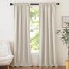 imageNICETOWN Natural Full Blackout Back Tab Linen Curtains 84 Long 2 Panels BohoChic Thick Linen Blend Drapes for Bedroom Thermal Insulated Window Covers with White Backing for Cafe Bar 42 WideNatural Beige