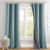 imageNICETOWN Natural Full Blackout Back Tab Linen Curtains 84 Long 2 Panels BohoChic Thick Linen Blend Drapes for Bedroom Thermal Insulated Window Covers with White Backing for Cafe Bar 42 WideSkylark Blue