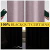 imageNICETOWN Natural Full Blackout Back Tab Linen Curtains 84 Long 2 Panels BohoChic Thick Linen Blend Drapes for Bedroom Thermal Insulated Window Covers with White Backing for Cafe Bar 42 WideChaise Mauve