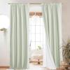 imageNICETOWN Natural Full Blackout Back Tab Linen Curtains 84 Long 2 Panels BohoChic Thick Linen Blend Drapes for Bedroom Thermal Insulated Window Covers with White Backing for Cafe Bar 42 WideSage Green