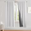 imageNICETOWN Natural Full Blackout Back Tab Linen Curtains 84 Long 2 Panels BohoChic Thick Linen Blend Drapes for Bedroom Thermal Insulated Window Covers with White Backing for Cafe Bar 42 WideGreyish White
