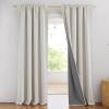 imageNICETOWN Natural Full Blackout Back Tab Linen Curtains 84 Long 2 Panels BohoChic Thick Linen Blend Drapes for Bedroom Thermal Insulated Window Covers with White Backing for Cafe Bar 42 WideSnowbound