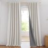 imageNICETOWN Natural Full Blackout Back Tab Linen Curtains 84 Long 2 Panels BohoChic Thick Linen Blend Drapes for Bedroom Thermal Insulated Window Covers with White Backing for Cafe Bar 42 WideSnowbound
