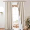 imageNICETOWN Natural Full Blackout Back Tab Linen Curtains 84 Long 2 Panels BohoChic Thick Linen Blend Drapes for Bedroom Thermal Insulated Window Covers with White Backing for Cafe Bar 42 WideBeige