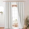 imageNICETOWN Natural Full Blackout Back Tab Linen Curtains 84 Long 2 Panels BohoChic Thick Linen Blend Drapes for Bedroom Thermal Insulated Window Covers with White Backing for Cafe Bar 42 WideIvory
