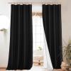 imageNICETOWN Natural Full Blackout Back Tab Linen Curtains 84 Long 2 Panels BohoChic Thick Linen Blend Drapes for Bedroom Thermal Insulated Window Covers with White Backing for Cafe Bar 42 WideBlack