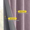 imageNICETOWN Natural Full Blackout Back Tab Linen Curtains 84 Long 2 Panels BohoChic Thick Linen Blend Drapes for Bedroom Thermal Insulated Window Covers with White Backing for Cafe Bar 42 WideChaise Mauve