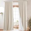 imageNICETOWN Natural Full Blackout Back Tab Linen Curtains 84 Long 2 Panels BohoChic Thick Linen Blend Drapes for Bedroom Thermal Insulated Window Covers with White Backing for Cafe Bar 42 WideBeige