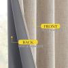 imageNICETOWN Natural Full Blackout Back Tab Linen Curtains 84 Long 2 Panels BohoChic Thick Linen Blend Drapes for Bedroom Thermal Insulated Window Covers with White Backing for Cafe Bar 42 WideNatural
