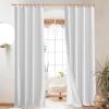 imageNICETOWN Natural Full Blackout Back Tab Linen Curtains 84 Long 2 Panels BohoChic Thick Linen Blend Drapes for Bedroom Thermal Insulated Window Covers with White Backing for Cafe Bar 42 WideWhite