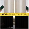 imageNICETOWN Natural Full Blackout Back Tab Linen Curtains 84 Long 2 Panels BohoChic Thick Linen Blend Drapes for Bedroom Thermal Insulated Window Covers with White Backing for Cafe Bar 42 WideNatural