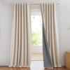 imageNICETOWN Natural Full Blackout Back Tab Linen Curtains 84 Long 2 Panels BohoChic Thick Linen Blend Drapes for Bedroom Thermal Insulated Window Covers with White Backing for Cafe Bar 42 WideCream