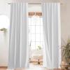 imageNICETOWN Natural Full Blackout Back Tab Linen Curtains 84 Long 2 Panels BohoChic Thick Linen Blend Drapes for Bedroom Thermal Insulated Window Covers with White Backing for Cafe Bar 42 WideWhite