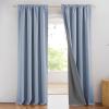 imageNICETOWN Natural Full Blackout Back Tab Linen Curtains 84 Long 2 Panels BohoChic Thick Linen Blend Drapes for Bedroom Thermal Insulated Window Covers with White Backing for Cafe Bar 42 WideStone Blue