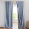 imageNICETOWN Natural Full Blackout Back Tab Linen Curtains 84 Long 2 Panels BohoChic Thick Linen Blend Drapes for Bedroom Thermal Insulated Window Covers with White Backing for Cafe Bar 42 WideStone Blue
