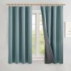 imageNICETOWN Natural Full Blackout Back Tab Linen Curtains 84 Long 2 Panels BohoChic Thick Linen Blend Drapes for Bedroom Thermal Insulated Window Covers with White Backing for Cafe Bar 42 WideSkylark Blue