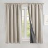 imageNICETOWN Natural Full Blackout Back Tab Linen Curtains 84 Long 2 Panels BohoChic Thick Linen Blend Drapes for Bedroom Thermal Insulated Window Covers with White Backing for Cafe Bar 42 WideNatural