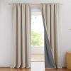 imageNICETOWN Natural Full Blackout Back Tab Linen Curtains 84 Long 2 Panels BohoChic Thick Linen Blend Drapes for Bedroom Thermal Insulated Window Covers with White Backing for Cafe Bar 42 WideNatural