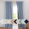 imageNICETOWN Natural Full Blackout Back Tab Linen Curtains 84 Long 2 Panels BohoChic Thick Linen Blend Drapes for Bedroom Thermal Insulated Window Covers with White Backing for Cafe Bar 42 WideStone Blue
