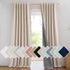 imageNICETOWN Natural Full Blackout Back Tab Linen Curtains 84 Long 2 Panels BohoChic Thick Linen Blend Drapes for Bedroom Thermal Insulated Window Covers with White Backing for Cafe Bar 42 WideCream