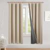 imageNICETOWN Natural Full Blackout Back Tab Linen Curtains 84 Long 2 Panels BohoChic Thick Linen Blend Drapes for Bedroom Thermal Insulated Window Covers with White Backing for Cafe Bar 42 WideCream