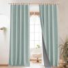 imageNICETOWN Natural Full Blackout Back Tab Linen Curtains 84 Long 2 Panels BohoChic Thick Linen Blend Drapes for Bedroom Thermal Insulated Window Covers with White Backing for Cafe Bar 42 WideSeafoam Green
