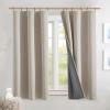imageNICETOWN Natural Full Blackout Back Tab Linen Curtains 84 Long 2 Panels BohoChic Thick Linen Blend Drapes for Bedroom Thermal Insulated Window Covers with White Backing for Cafe Bar 42 WideNatural