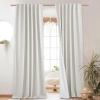 imageNICETOWN Natural Full Blackout Back Tab Linen Curtains 84 Long 2 Panels BohoChic Thick Linen Blend Drapes for Bedroom Thermal Insulated Window Covers with White Backing for Cafe Bar 42 WideIvory