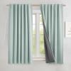 imageNICETOWN Natural Full Blackout Back Tab Linen Curtains 84 Long 2 Panels BohoChic Thick Linen Blend Drapes for Bedroom Thermal Insulated Window Covers with White Backing for Cafe Bar 42 WideSeafoam Green
