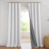 imageNICETOWN Natural Full Blackout Back Tab Linen Curtains 84 Long 2 Panels BohoChic Thick Linen Blend Drapes for Bedroom Thermal Insulated Window Covers with White Backing for Cafe Bar 42 WideGreyish White