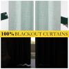 imageNICETOWN Natural Full Blackout Back Tab Linen Curtains 84 Long 2 Panels BohoChic Thick Linen Blend Drapes for Bedroom Thermal Insulated Window Covers with White Backing for Cafe Bar 42 WideSeafoam Green