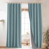 imageNICETOWN Natural Full Blackout Back Tab Linen Curtains 84 Long 2 Panels BohoChic Thick Linen Blend Drapes for Bedroom Thermal Insulated Window Covers with White Backing for Cafe Bar 42 WideSkylark Blue