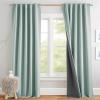 imageNICETOWN Natural Full Blackout Back Tab Linen Curtains 84 Long 2 Panels BohoChic Thick Linen Blend Drapes for Bedroom Thermal Insulated Window Covers with White Backing for Cafe Bar 42 WideSeafoam Green