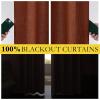 imageNICETOWN Natural Full Blackout Back Tab Linen Curtains 84 Long 2 Panels BohoChic Thick Linen Blend Drapes for Bedroom Thermal Insulated Window Covers with White Backing for Cafe Bar 42 WideBurnt Orange