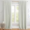 imageNICETOWN Natural Full Blackout Back Tab Linen Curtains 84 Long 2 Panels BohoChic Thick Linen Blend Drapes for Bedroom Thermal Insulated Window Covers with White Backing for Cafe Bar 42 WideSage Green