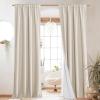 imageNICETOWN Natural Full Blackout Back Tab Linen Curtains 84 Long 2 Panels BohoChic Thick Linen Blend Drapes for Bedroom Thermal Insulated Window Covers with White Backing for Cafe Bar 42 WideBeige