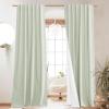 imageNICETOWN Natural Full Blackout Back Tab Linen Curtains 84 Long 2 Panels BohoChic Thick Linen Blend Drapes for Bedroom Thermal Insulated Window Covers with White Backing for Cafe Bar 42 WideSage Green