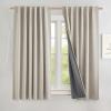 imageNICETOWN Natural Full Blackout Back Tab Linen Curtains 84 Long 2 Panels BohoChic Thick Linen Blend Drapes for Bedroom Thermal Insulated Window Covers with White Backing for Cafe Bar 42 WideNatural