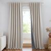 imageNICETOWN Natural Full Blackout Back Tab Linen Curtains 84 Long 2 Panels BohoChic Thick Linen Blend Drapes for Bedroom Thermal Insulated Window Covers with White Backing for Cafe Bar 42 WideNatural