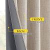 imageNICETOWN Oatmeal 100 Blackout Short Curtains 63 inches Lenghth Burg for Kitchen 2 Panels Burlap Linen Drapes with Thermal Insulated Grey Liner Keeping Out Cold Air and Heat Panels