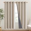 imageNICETOWN Oatmeal Bedroom Full Blackout Linen Curtain Panels Set of 2 52 by 72 Thick Insulated Classic Grommet Blackout Draperies with White Thermal Insulated Liner for Windows
