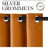 imageNICETOWN Room Darkening Orange Curtains 63 inches Long  Grommet Faux Silk Thermal Drapes Light Reducing Energy Saving Privacy Window Treatments for Bedroom 2 Panels W52 x L63