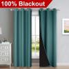 imageNICETOWN Sea Teal Full Shade Curtain Panels Pair of Thermal Insulated amp Energy Efficiency Blackout Drapes for Living Room Windows Lined Silky Performance Window Dressing 37 Wide x 84 Long Gray