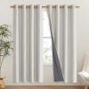 imageNICETOWN Snowbound Vintage Linen 100 Blackout Curtains for Living Room Thermal Insulated Curtains 72 Long Noise Reducing Window Treatment Drapes for Hall Room 52 Wide Per Panel Set of 2