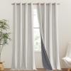 imageNICETOWN Snowbound Vintage Linen 100 Blackout Curtains for Living Room Thermal Insulated Curtains 95 Long Noise Reducing Window Treatment Drapes for Bedroom 52 Wide Per Panel Set of 2