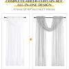 imageNICETOWN Swag Valance for Living Room Farmhouse Waterfall Valance Kitchen Sheer Curtains Country Beaded Curtains for Nursery Baby Bedroom 1 Panel White W59Light GreyWhite