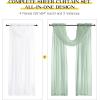 imageNICETOWN Swag Valance for Living Room Farmhouse Waterfall Valance Kitchen Sheer Curtains Country Beaded Curtains for Nursery Baby Bedroom 1 Panel White W59Sage GreenWhite