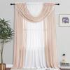 imageNICETOWN Swag Valance for Living Room Farmhouse Waterfall Valance Kitchen Sheer Curtains Country Beaded Curtains for Nursery Baby Bedroom 1 Panel White W59KhakiWhite